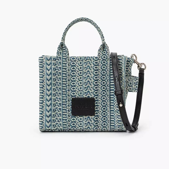 THE WASHED MONOGRAM DENIM CROSSBODY TOTE BAG